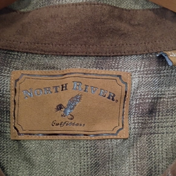 North River Outfitters Men’s 2XL Green & Brown Plaid Flannel Shirt Cotton Rayon - Picture 2 of 9